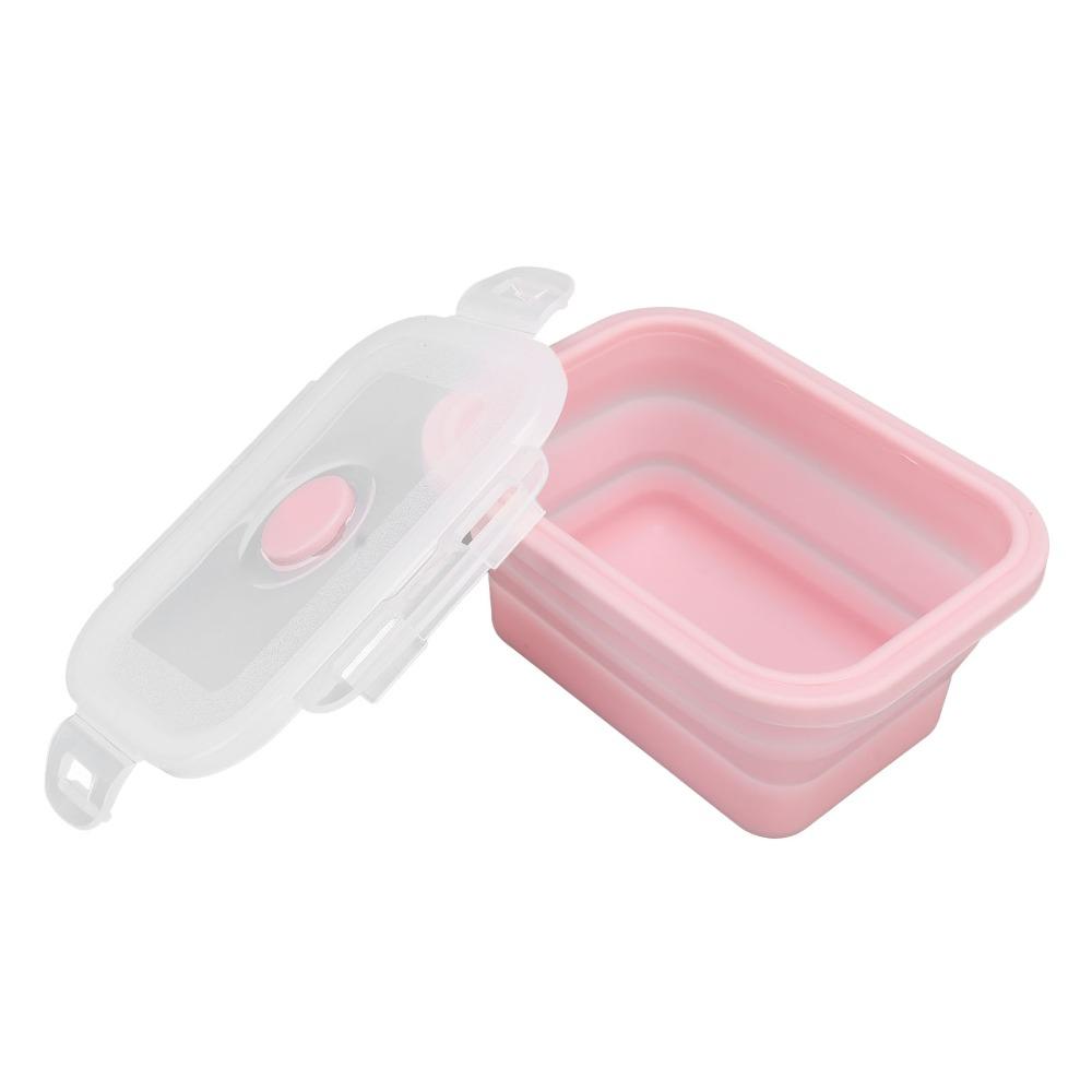 2PCS Silicone Lunch Storage Container Collapsible Design Airtight Kitchen Organizer For Camping