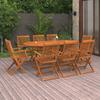 VidaXL Solid Acacia Wood Garden Dining Furniture 9 Pcs Table and Chairs Patio Set Dining Set of 3086971