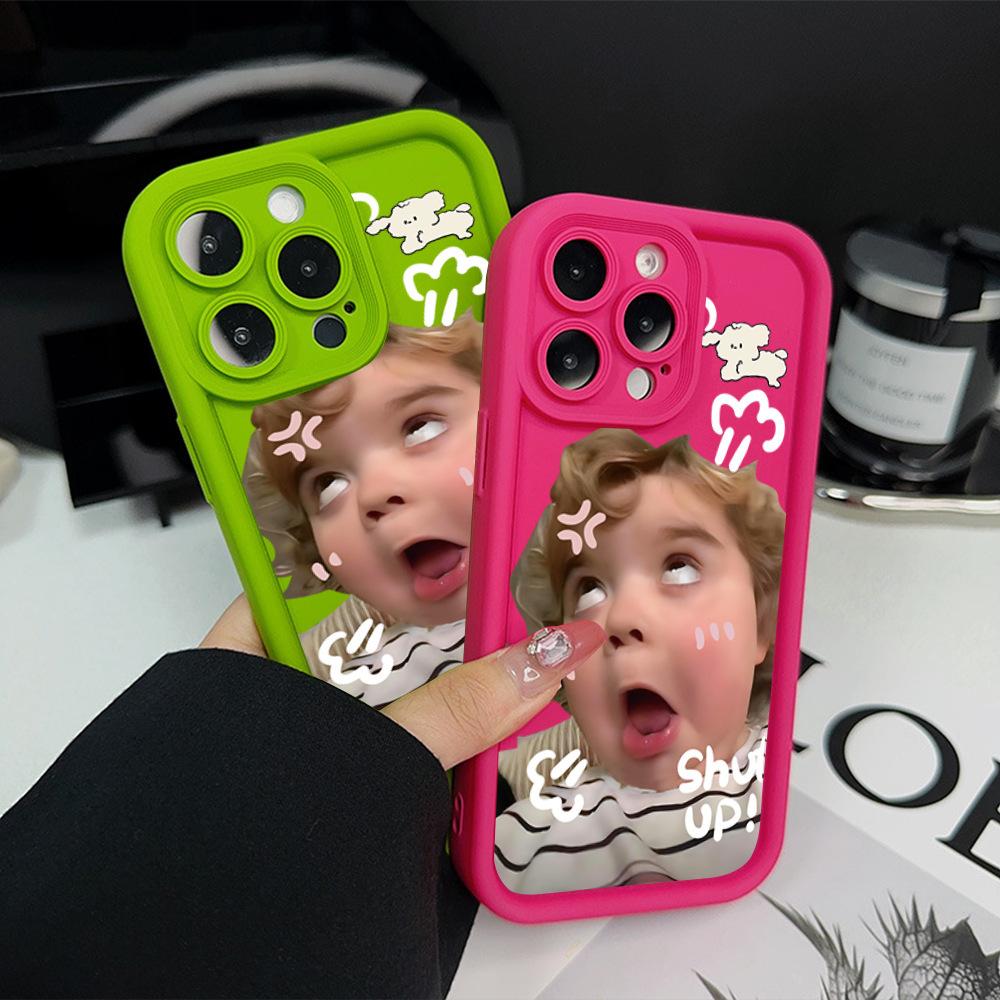 European and American funny rolling eyes girl iPhone mobile phone protective case Apple 15promax matte silicone 17 soft case