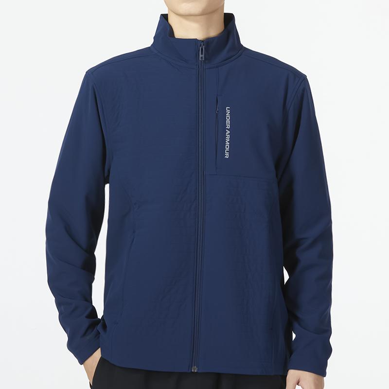Under Armour Solid Color Sports Casual Jacket Men Jackets Blue 1373407-408