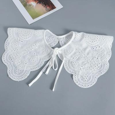 Vintage Girls Fake Collar for Women Embroidery Big Lapel Shirt Detachable Collar Blouse Tops Flase Collar Clothing Accessory
