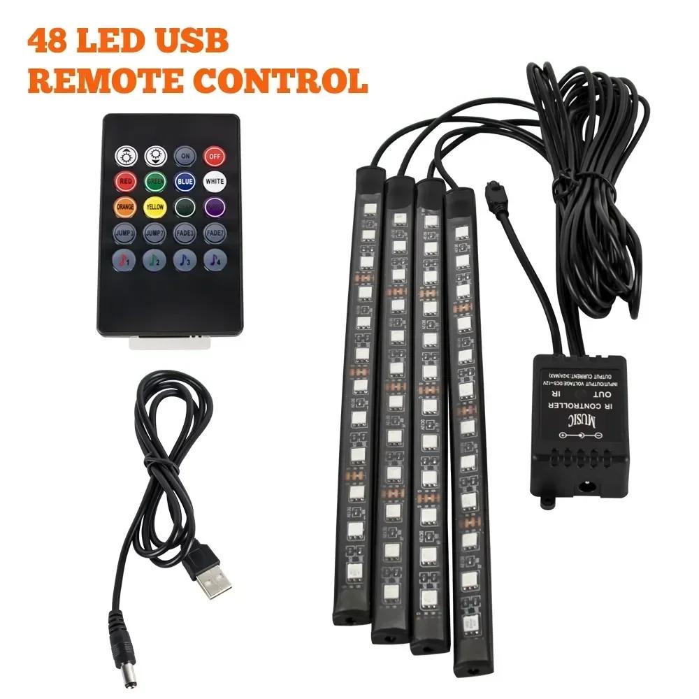 Car RGB LED Strip Light Automotive Interior Foot 36/48 LED APP/Remote/Voice Control Atmosphere Decorative Lamp Ambient Amagi