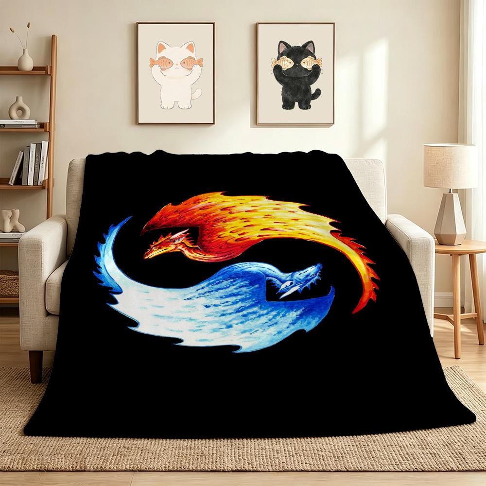 Phoenix Yin Yang Flannel Blanket Throw Blanket Soft Warm Sofa Bed Camping Car home Decor Unique Christmas Gift C9302520