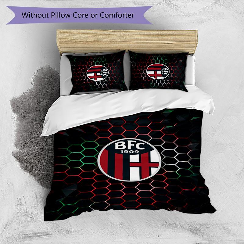 Bologna FC Printed 3PCS Bedding Set Breathable Duvet Cover with Pillowcases Decorative Bed Linen for Bedroom Home