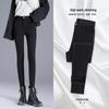 Women's Winter 2025 High-Waisted Thick Cotton Black Lambswool Pants