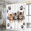 1pc Adorable Kitten Shower Curtain - Realistic Orange, Gray, and White Kittens Peeking Through Torn Paper with Playful Paw Pri