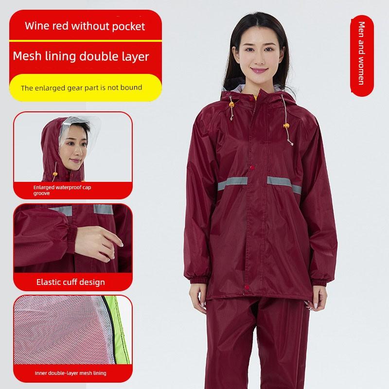Cycling Rain Poncho Two-Piece Rain Pants Women's Raincoat and Rain Pants Two-Piece Set Plus Size Travel Set New Construction Style One-Piece Rain Suit