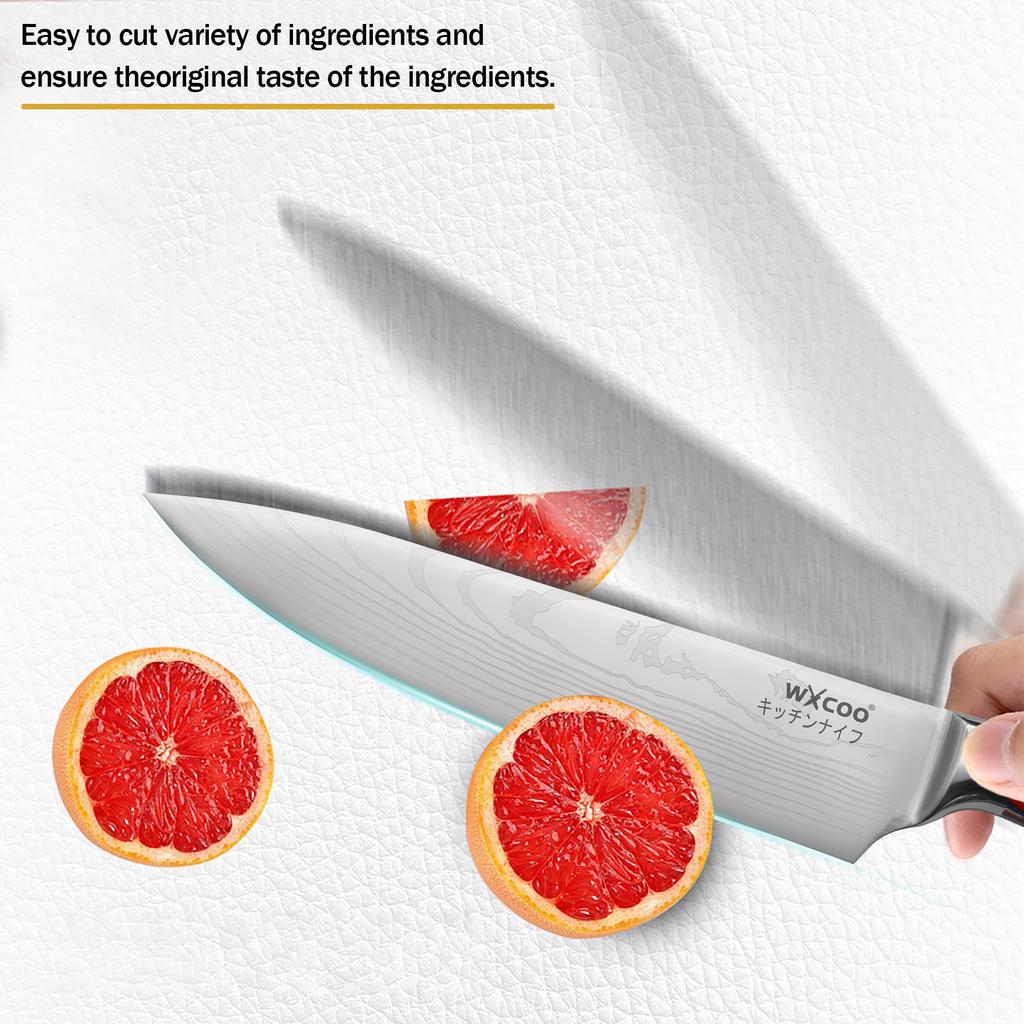 Damascus Steel Pattern Santoku Knife Professional Japanese Chef's Knife Sharp Enough for Slicing Meat Fish Fruit Kitchen Cleaver