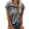 Women's Summer Button-up Short-sleeved Shirt Lapel Casual Plaid Top