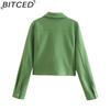 BITCED Spring/Autumn Women's Streetwear Casual Tweed Shirt Wool Coat Top