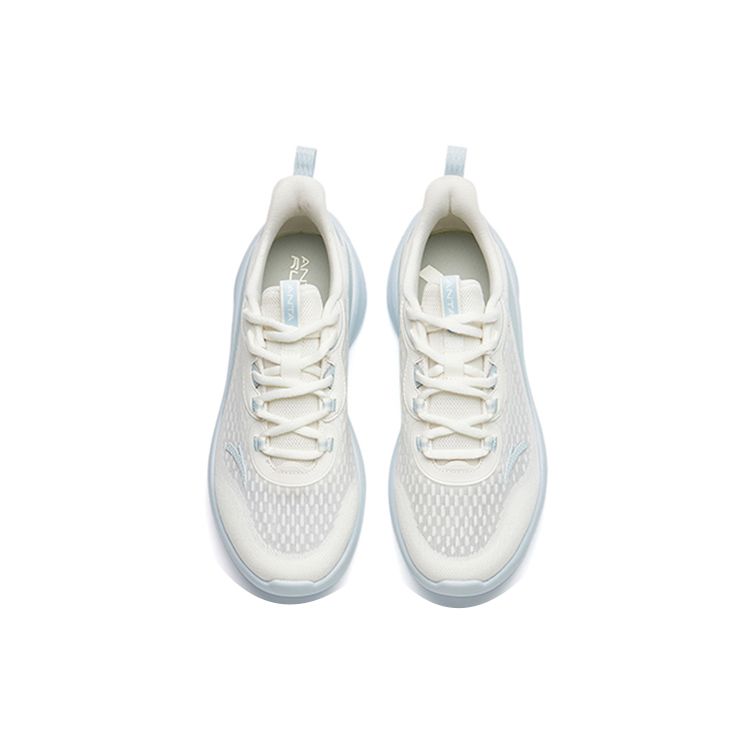Anta Lightweight Shock Absorbing Breathable Running Shoes Women Sneakers White Blue 922225521-4