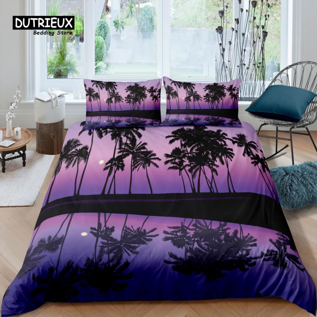 Home Living Luxury 3D Palm Tree Bedding Set Leaves Duvet Cover Pillowcase Queen and King EU/US/AU/UK Size Comforter Bedding