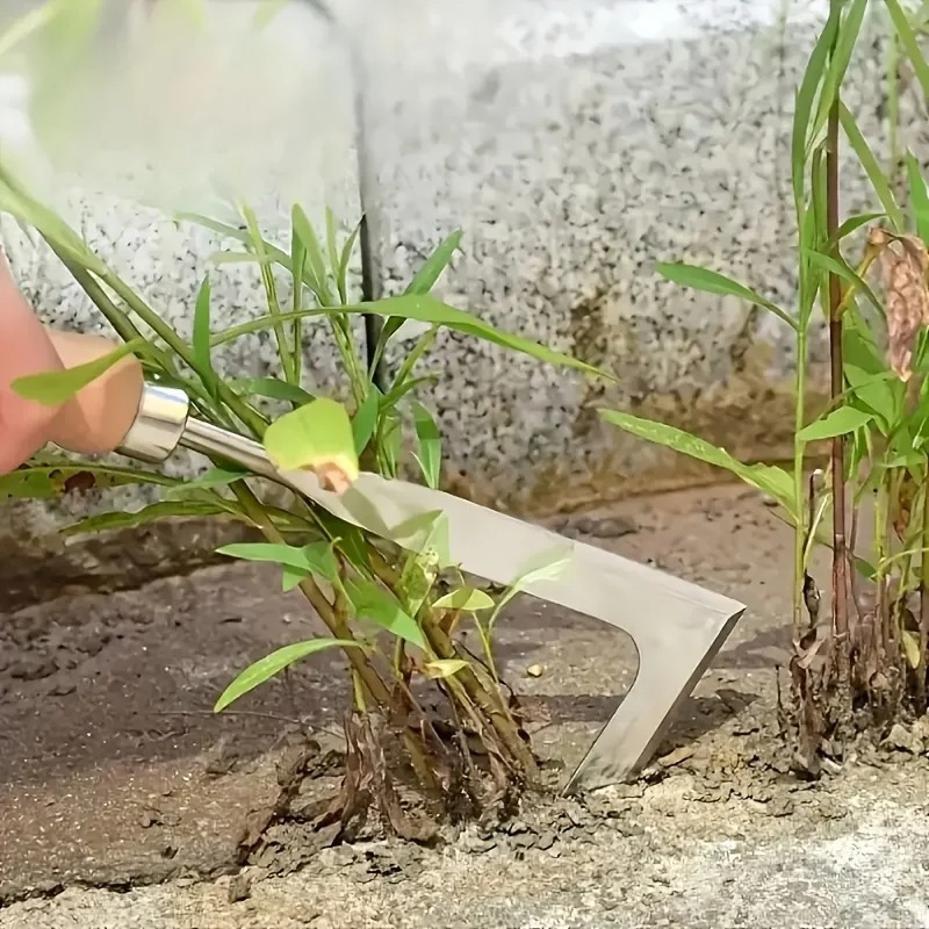 Stainless Steel Manual Weed Puller Garden Hand Weeder Rake Sharp Tines Grass Rooting Weeding Tool For Easily Removing Weeds