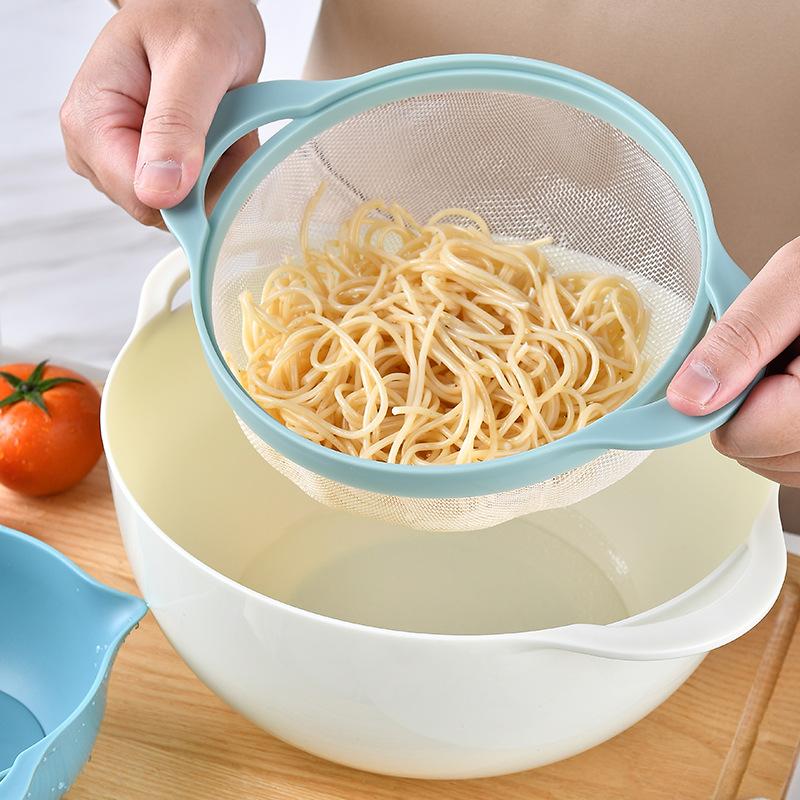 Creative Multifunctional Salad Bowl 8 Piece Set Baking Measuring Cups Measuring Spoons Tools Kitchen Combo Drainer Basket Wash Basin