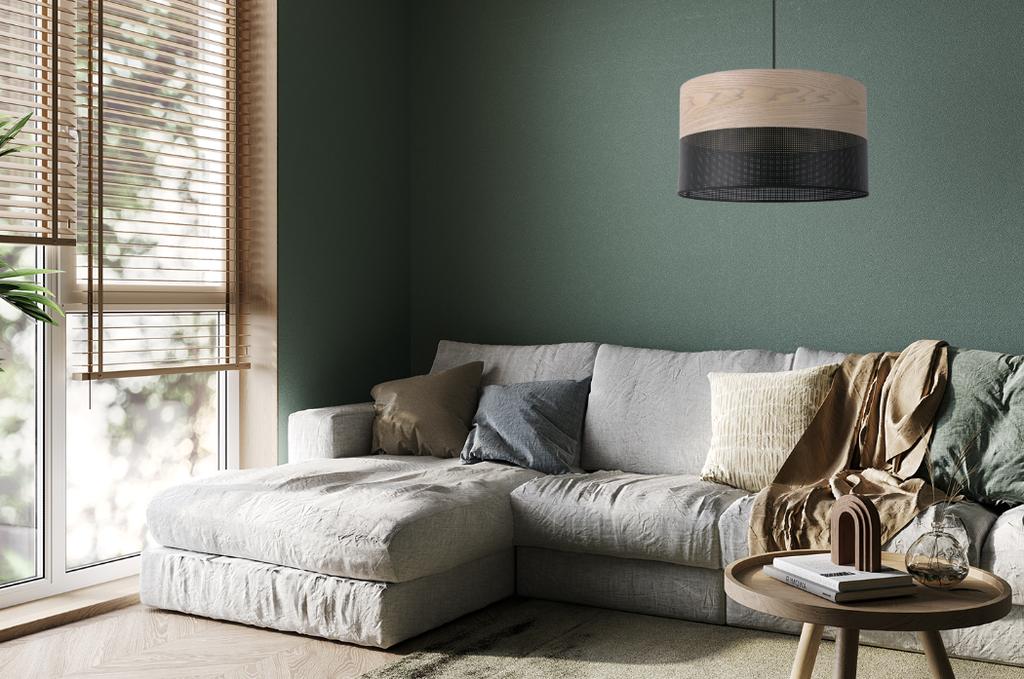 Single Hanging Lamp Classic Oak Veneer Lampshade 30Cm