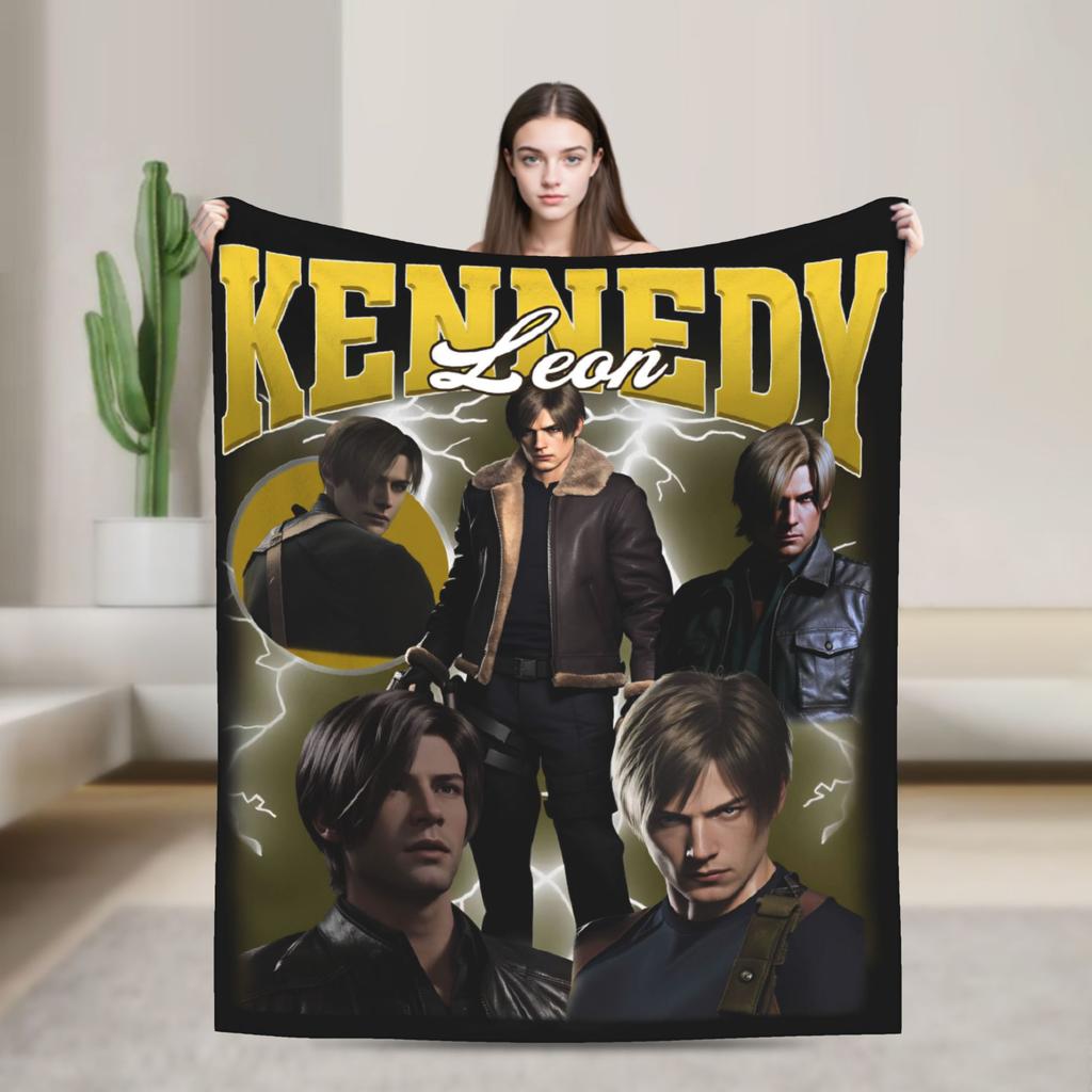 Leon Kennedy Blanket Adults  Flannel Throw Blanket For Sofa Home Comfortable Design Quality Bedspread Gift