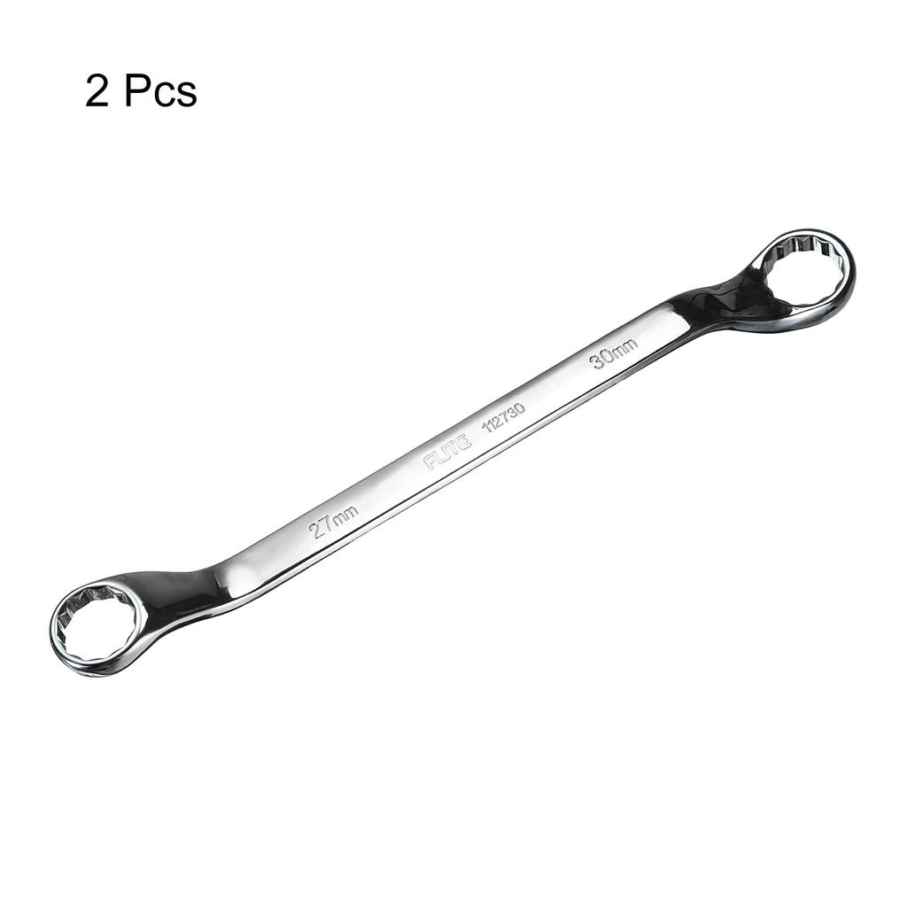 uxcell 2pcs 45 Degree Offset Box End 27mm x Metric Steel Double Box Long Industrial Torx Box Wrench Tool for Automotive and Home Repairs Wrench, 30mm,