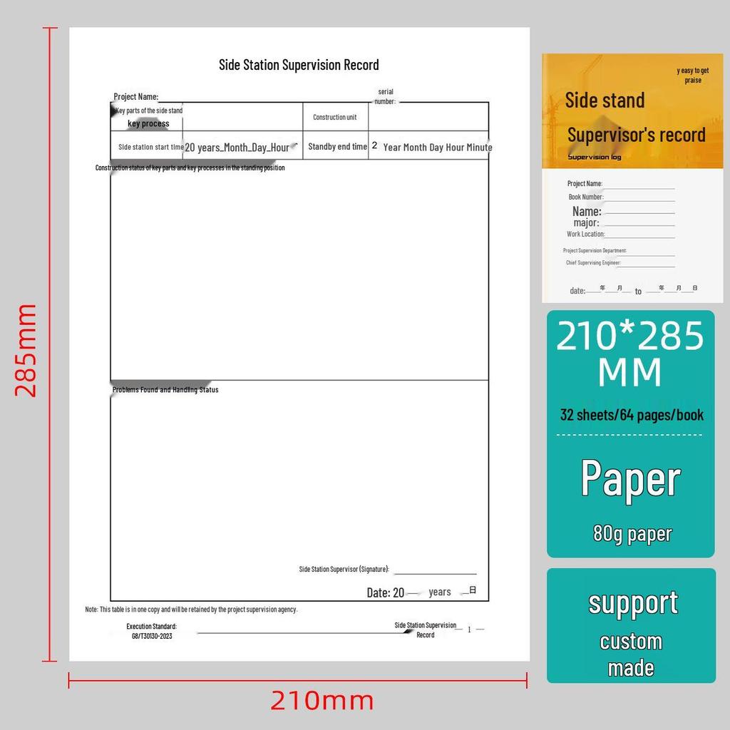 A4 Color Construction Logbook: Easy Access Side-by-Side Project Site Record