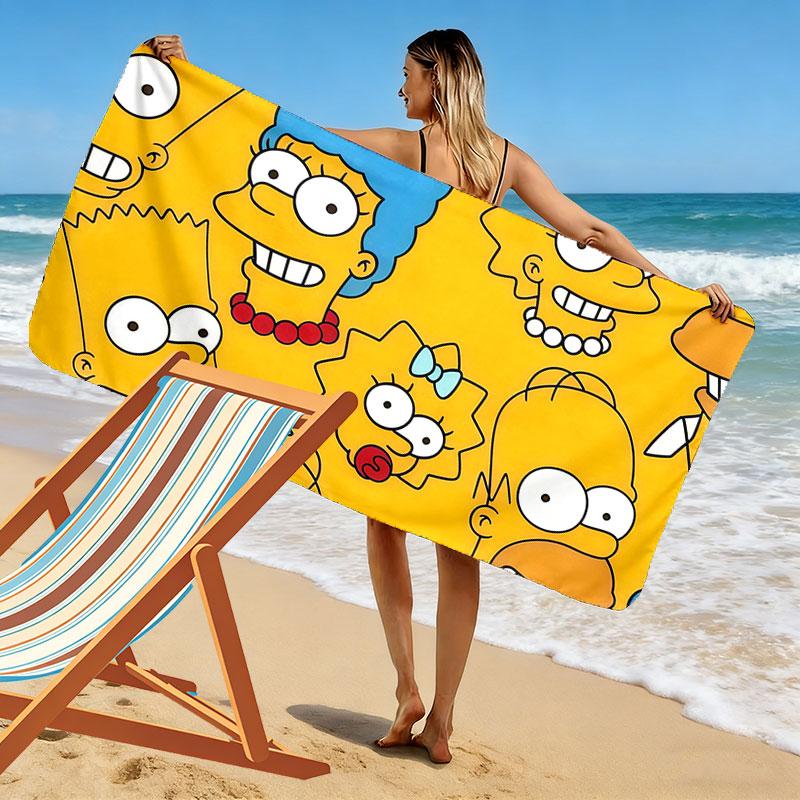 The Simpsons Cartoon Poster Print Beach Towel, Large Soft Quick Dry Towel for Beach Camping Swimming