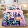 K-Pop Bedding Set Demon Hunters Themed Pink Print Polyester Student Dormitory Bed Sheet Duvet Cover Kid Gift Home Textile