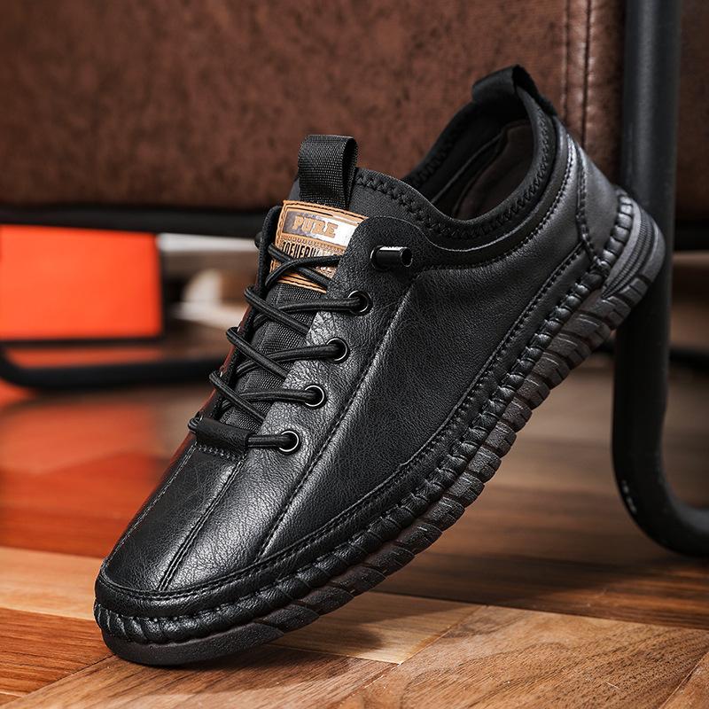 Sko for menn Skinn Uformelle håndlagde sko Utendørs fotturer Joggesko Menn Pustende snøring Sport Herresko Zapatos De Hombre