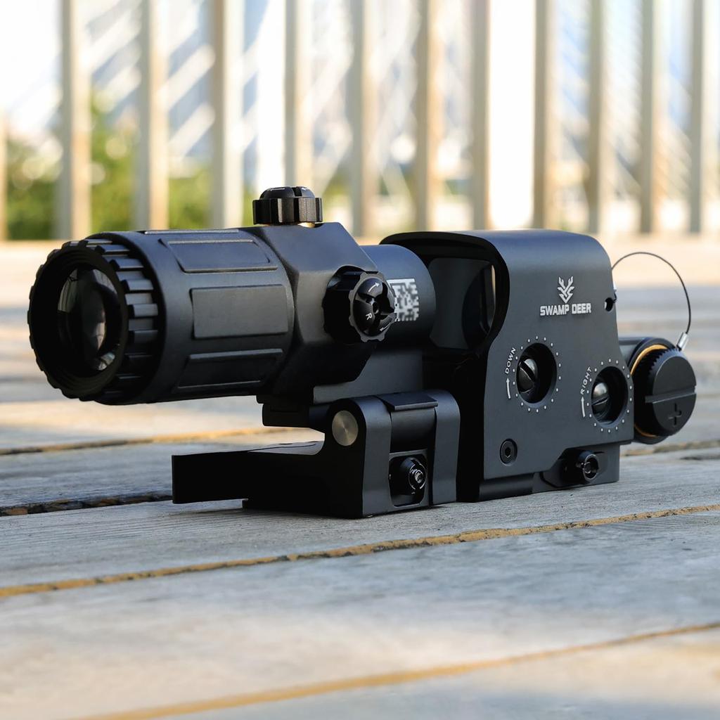 SWAMP DEER OPTICS Magnifier & Dot Sight Set for G33 & EXPS3 Type Holographic Sight, 3x Booster Scope Set, Black