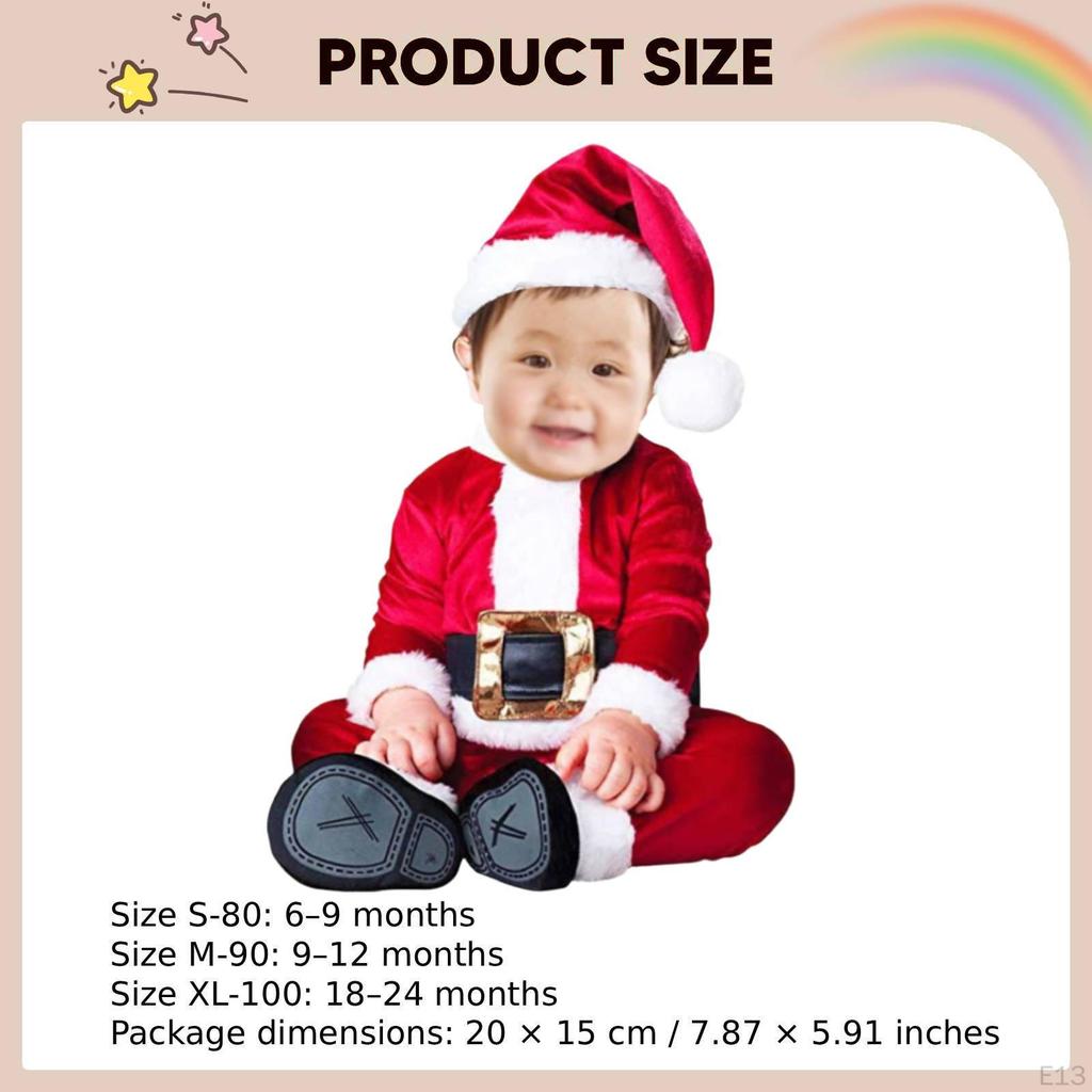 Baby Weihnachtskostüm Kuschelig mit Mütze Weiches Verkleidungs-Halloween Säuglings-Strampler S Weihnachtsmann