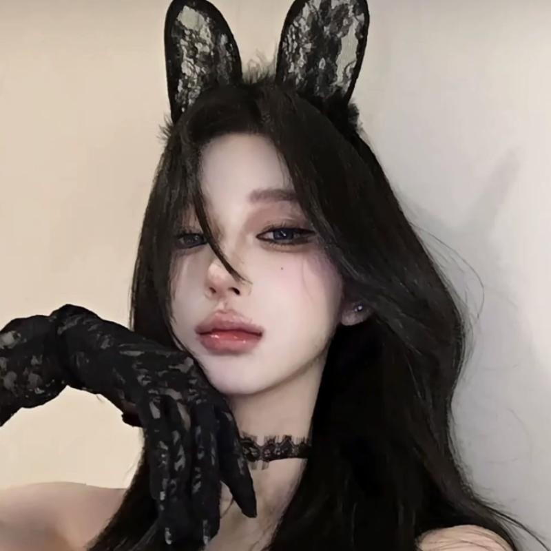 Sexy Bunny Ears And Cat Ear Rabbit Ear Hair Accessory Lace Feathe-r Headband for Women Cosplay Costume Party Headwear