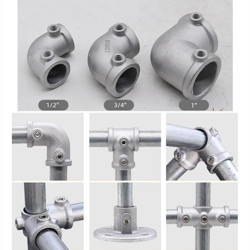 1\2''/3\4"/1'' Pipe Fitting Connector Fixed Buckle Circular Frame Fasteners Elbow Aluminum Alloy Steel Circular Pipe Connector