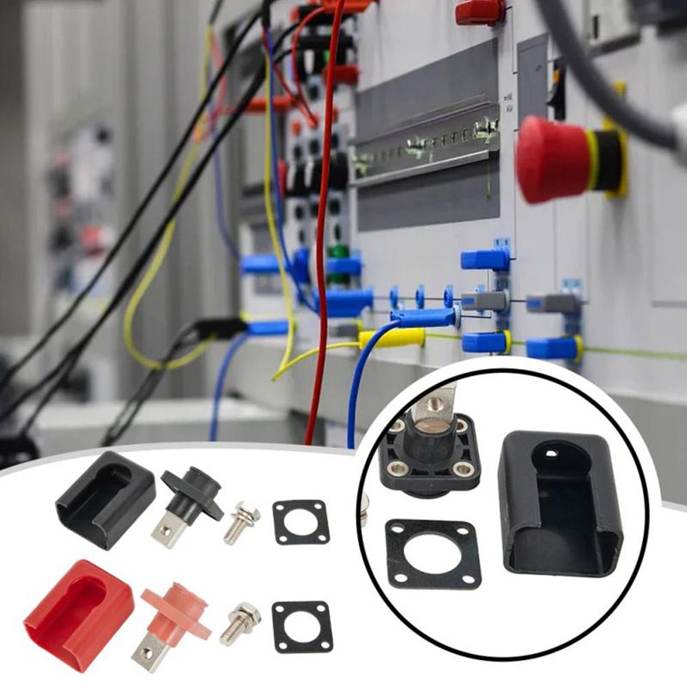 200A All-Copper Battery Power Terminal Energy Storage Inverter RV Lithium Batter Connector Square Through Wall Terminal Block