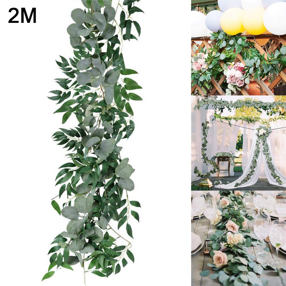 Artificial Eucalyptus Garland and Willow Vine Branches Leaf Garland String Door Green Garland Indoor and Outdoor