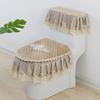 4 Season Purple Toilet Seat Cushion Velvet Lace Edge Toilet Pad Seat Set of 3 Pieces Seat Cushion Cover Zipper Style