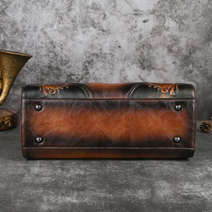 Johnature Luxuriöse Handtasche mit großem Fassungsvermögen, handgefertigt, geprägte Ledertasche für Damen, vielseitige Schulter- und Umhängetaschen