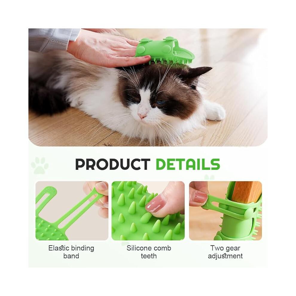Cat Personal Groomer Corner Scratcher, Silicone Brush & Interactive Toy for Indoor Cats (Yellow, 1PC) – Compatible with all cats