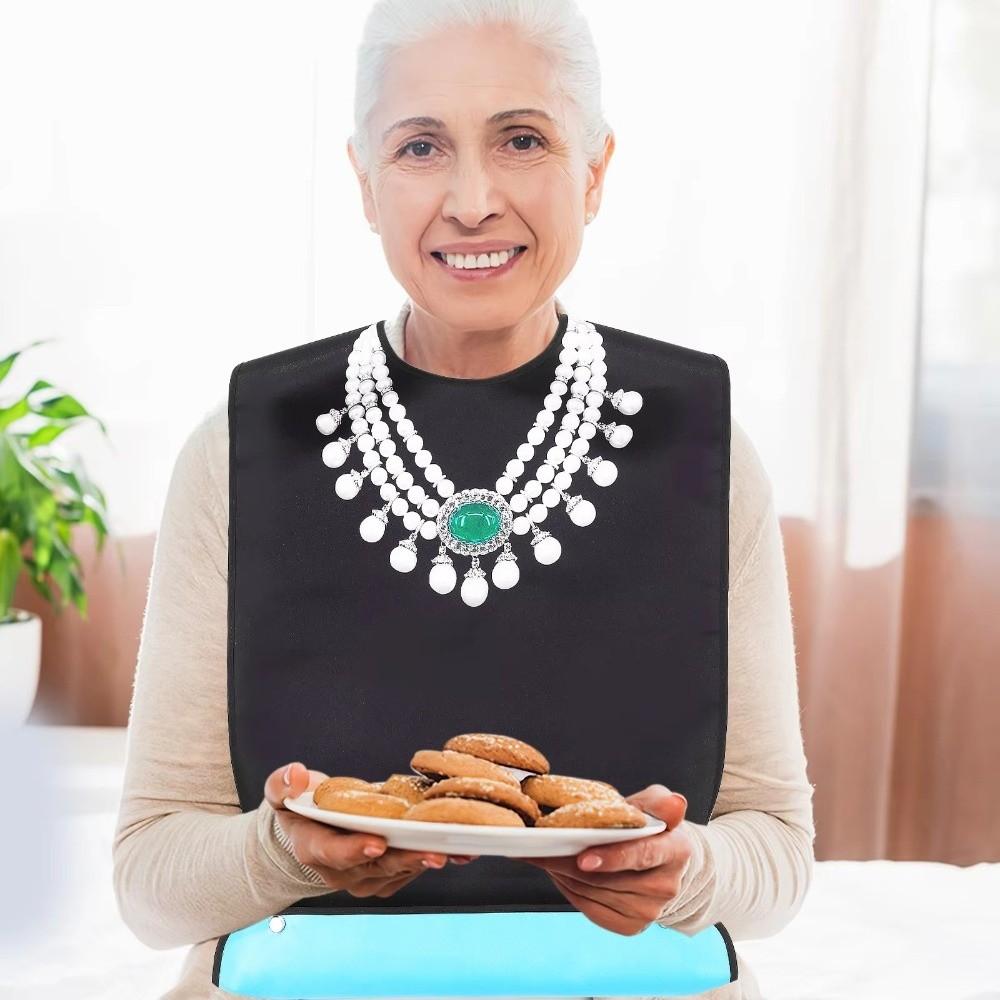 Creative Dining Protector Waterproof Elderly Bibs Foldable Snap Closure Adult Apron Oil-Resistant Saliva Towel Elderly Dining