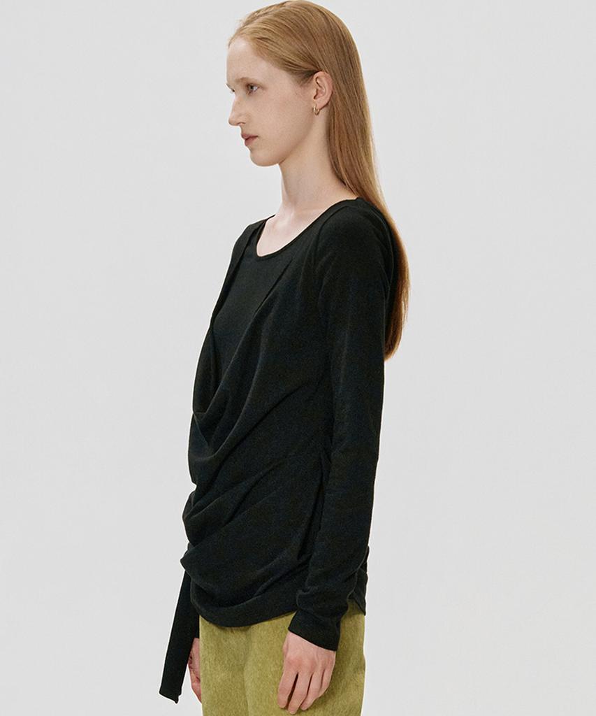 KIMZISU Deep Cowl T-Shirt_Black