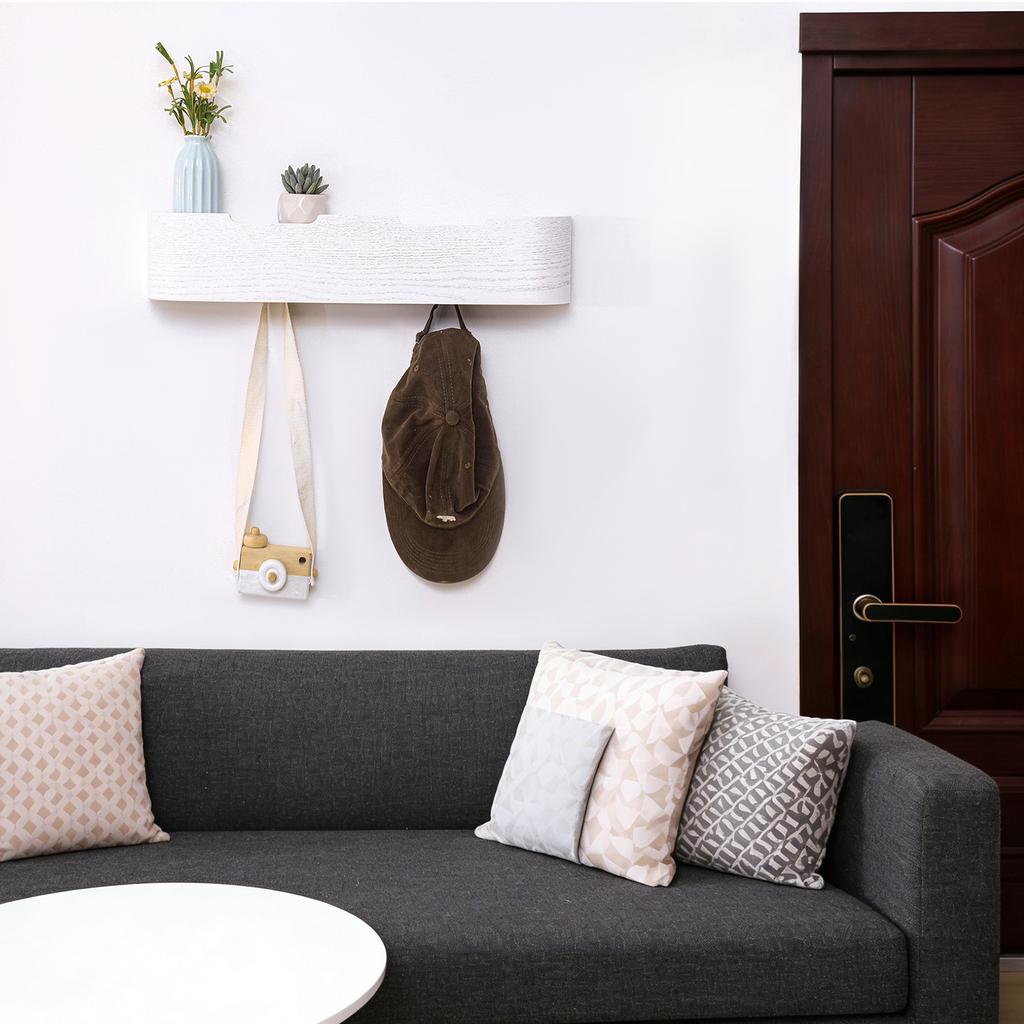 Walnut Wooden Wall Mounted Coat Rack & Clothing Organizer Living Room Clothes Hanger & Coat Hook