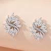 European American Retro Flower Zircon Crystal Earrings: Sparkling White Studs with Heavy Workmanship