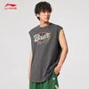 Li Ning Bad Five Letter Round Neck Comfortable Breathable Versatile Sleeveless Vest Men Tops Coal-Gray AVSV073-5