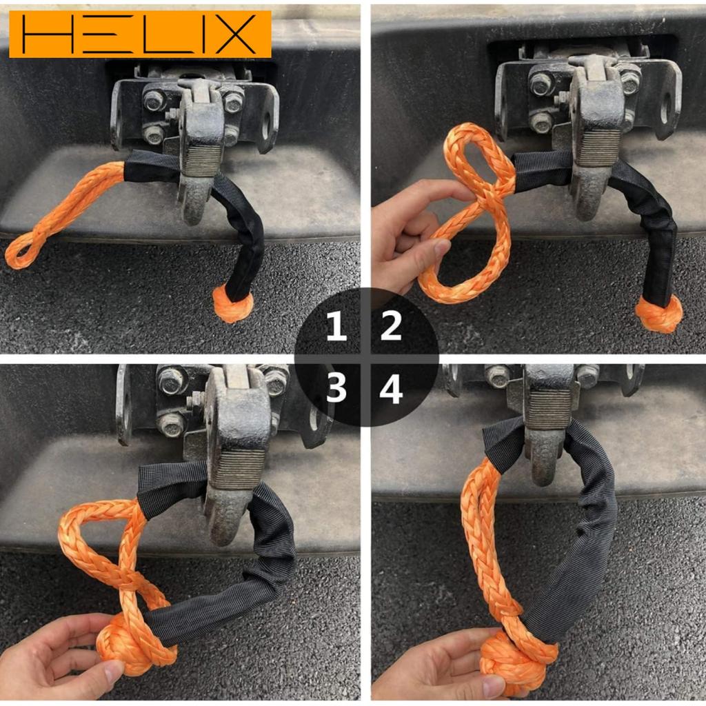 HELIX Weiche Schäkel Seilschäkel für Abschleppseil, 24t Bruchlast, Auto Abschlepphaken, Faserschekel, für Windengebrauch, Set mit 2 Stück [Parallelimport]