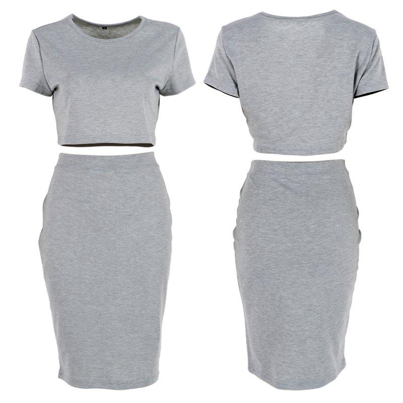 Party Pleated Halter Crop Top Skirts Slim Bodycon Spring Summer 2 Piece Dress main image 1