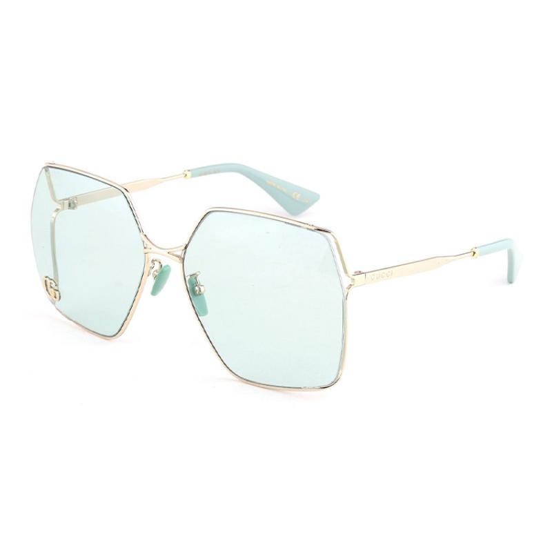 Gucci Herringbone Cutout Large Frame Irregular Metal Square Sunglasses Unisex Couple Style