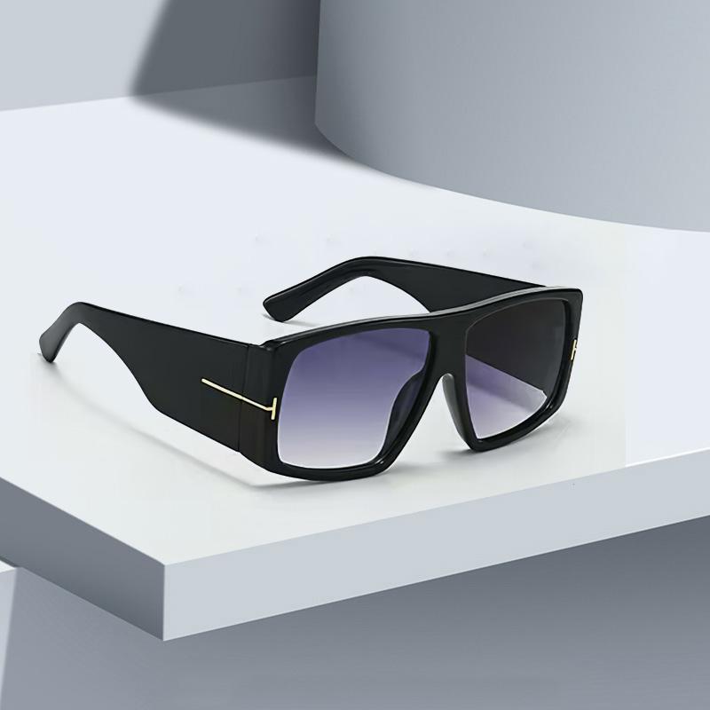 New in Sun Glasses for Women Modern Minimalist Style with Black Orange Lenses Golden Decorative Strips for Glasses Women