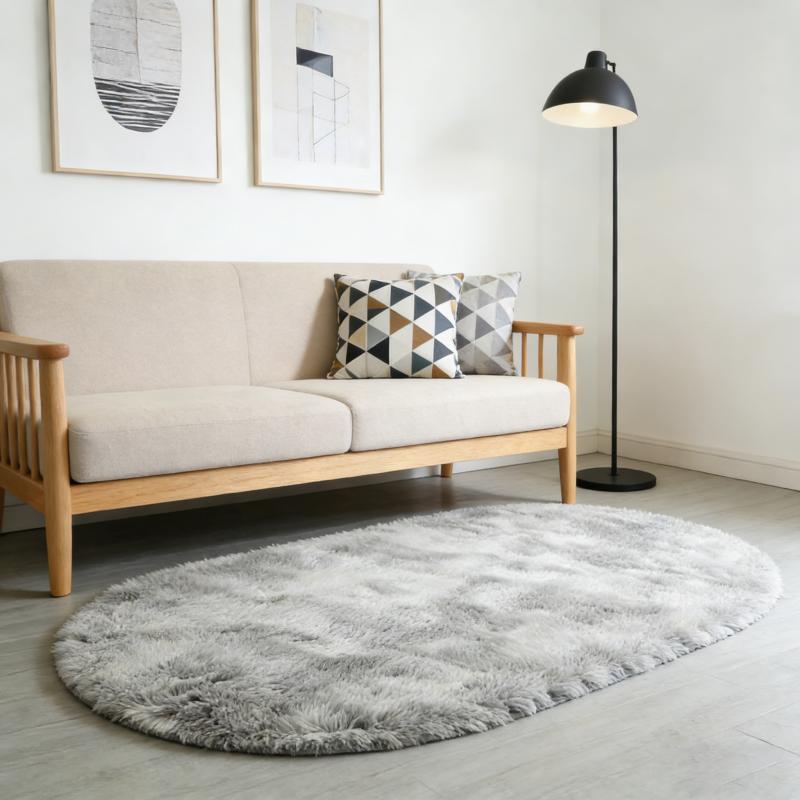 Rainbow Plush Carpet Oval Fluffy Rug For Girl Bedroom Long Pile Soft Beside Mat Large Area Rug Living Room Shaggy Kids Playroom Mat