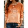 Women's Long Sleeve Crew Neck Gradient Heart & Butterfly Print Casual T-Shirt, Regular Tops for Spring Summer Daily Wear