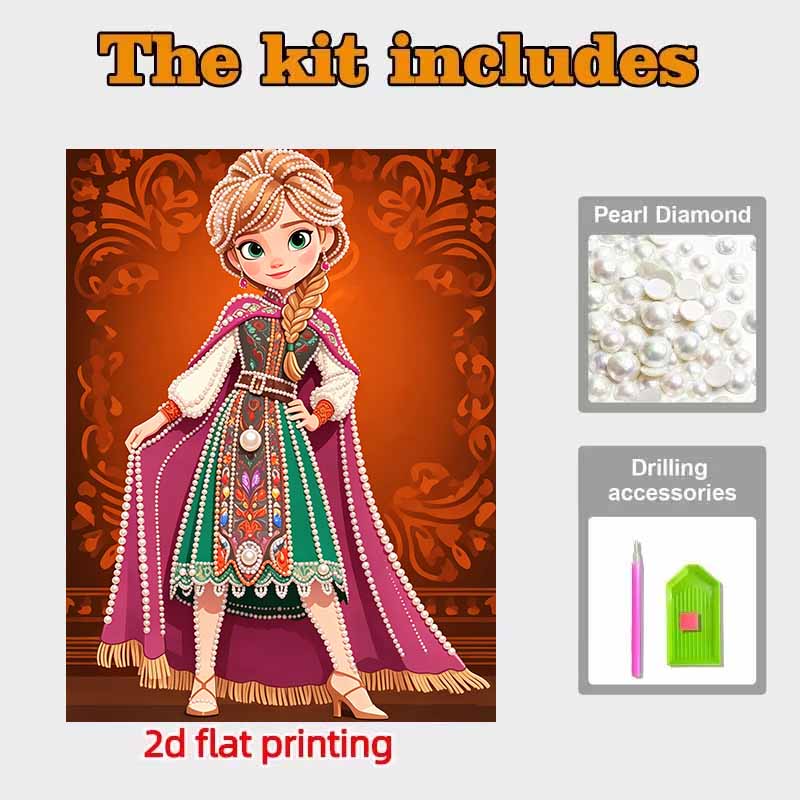 Disney DIY Pearl Art Painting Anna In Frozen’s Coronation Style Home Wall Decoration Pearl Gemstone Painting Pictures Crafts Home Decoration