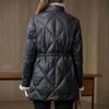 Mid-length Leather Women's Winter Stand-up Collar Padded Jacket Fashion Thickened Waist Warm Padded Jacket
