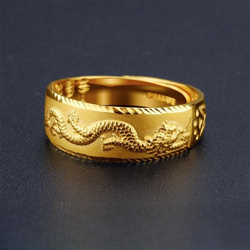 

Позолоченное мужское кольцо из желтого золота 24 карат, мужское кольцо с драконом, ювелирное украшение в стиле ретро, модное кольцо с властным лицом adjustable