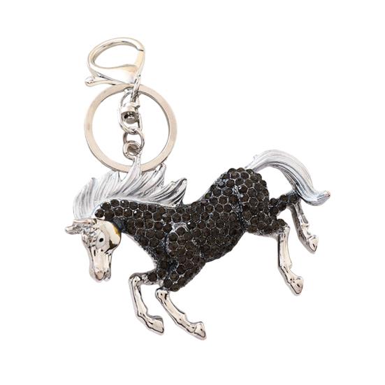 Keychain Pendant Sparkling Rhinestones Horse Design Metal Keyring Decorative Key Holder Bag Decoration
