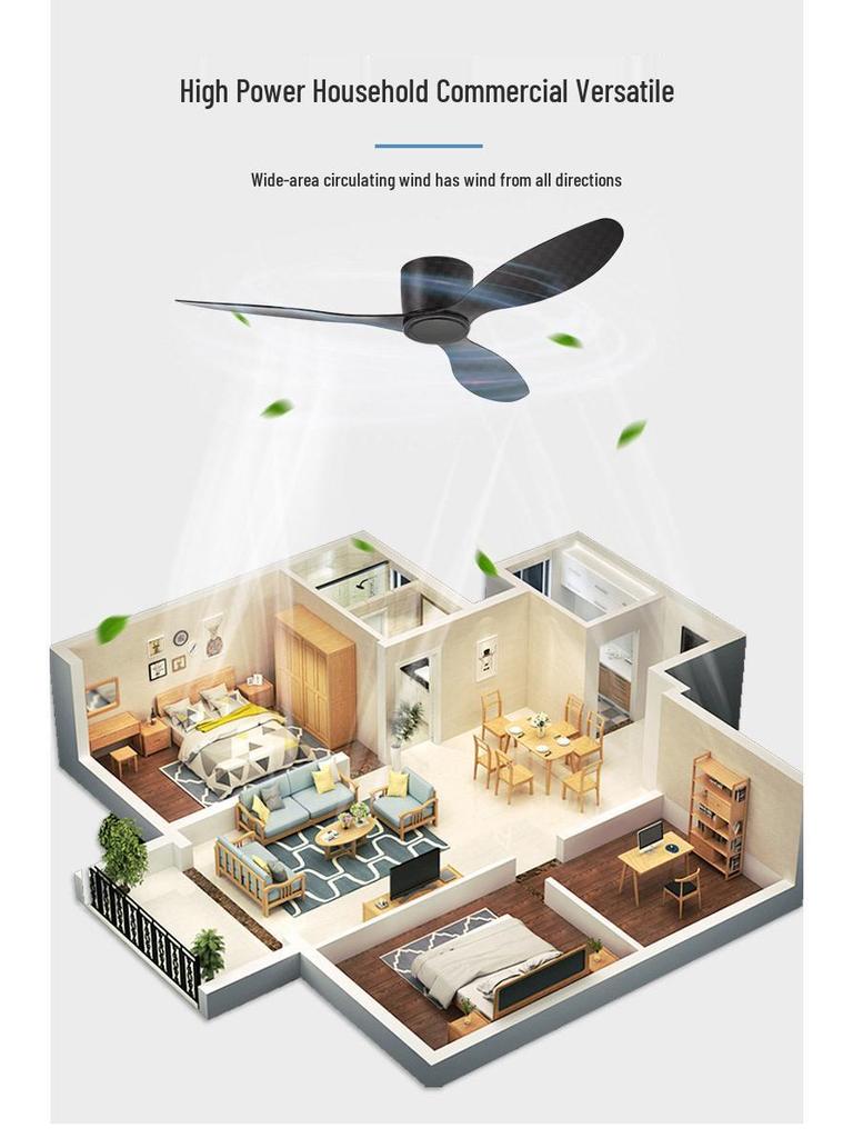 High Power Retro Black Ceiling Fan for Home or Commercial Use - No Light